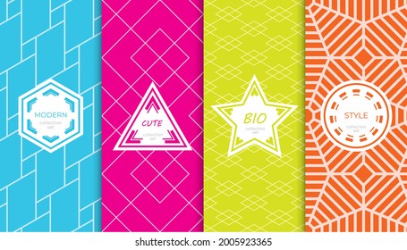 Conjunto de coloridos patrones geométricos sin costuras. Resumen de diseño gráfico colorido simple patrón. Patrón colorido y sin brillo.