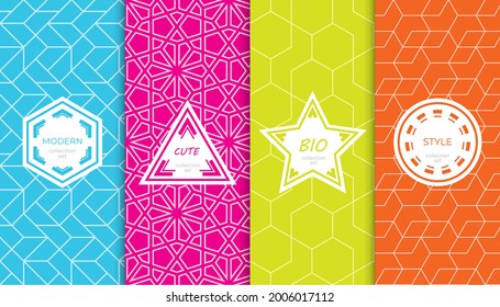 Set of colorful geometric seamless patterns. Abstract colorful graphic design simple pattern. Seamless colorful pattern.