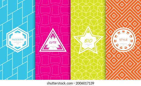 Set of colorful geometric seamless patterns. Abstract colorful graphic design simple pattern. Seamless colorful pattern.