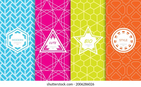 Conjunto de coloridos patrones geométricos sin costuras. Resumen de diseño gráfico colorido simple patrón. Patrón colorido y sin brillo.