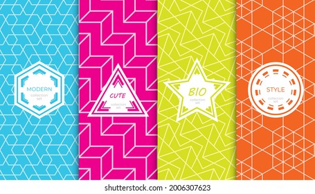 Set of colorful geometric seamless patterns. Abstract colorful graphic design simple pattern. Seamless colorful pattern.