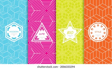 Set of colorful geometric seamless patterns. Abstract colorful graphic design simple pattern. Seamless colorful pattern.