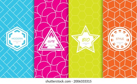 Conjunto de coloridos patrones geométricos sin costuras. Resumen de diseño gráfico colorido simple patrón. Patrón colorido y sin brillo.