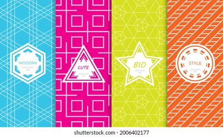 Set of colorful geometric seamless patterns. Abstract colorful graphic design simple pattern. Seamless colorful pattern.
