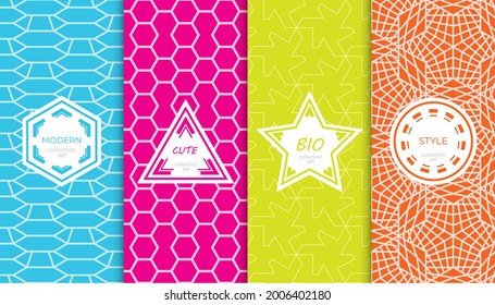 Set of colorful geometric seamless patterns. Abstract colorful graphic design simple pattern. Seamless colorful pattern.