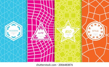 Conjunto de coloridos patrones geométricos sin costuras. Resumen de diseño gráfico colorido simple patrón. Patrón colorido y sin brillo.