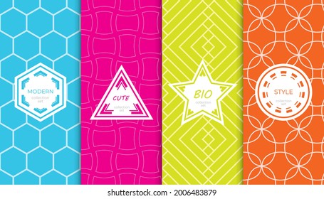 Set of colorful geometric seamless patterns. Abstract colorful graphic design simple pattern. Seamless colorful pattern.