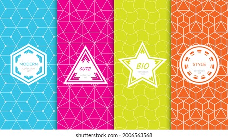 Set of colorful geometric seamless patterns