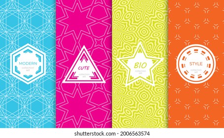 Set of colorful geometric seamless patterns