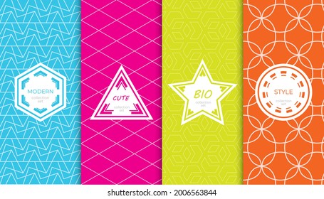 Set of colorful geometric seamless patterns