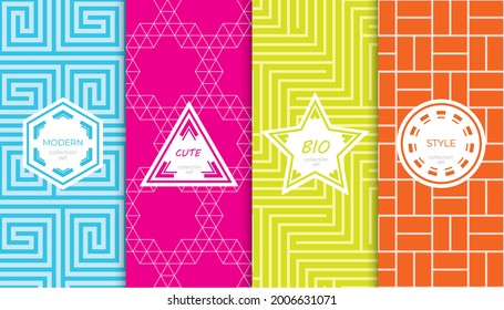 Set of colorful geometric seamless patterns