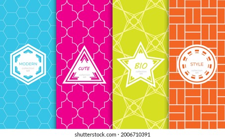 Set of colorful geometric seamless patterns