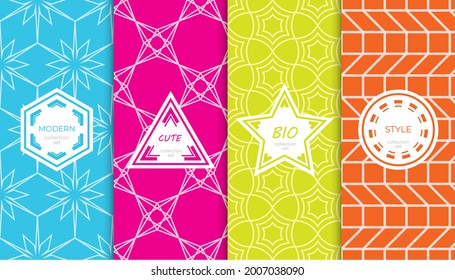 Set of colorful geometric seamless patterns