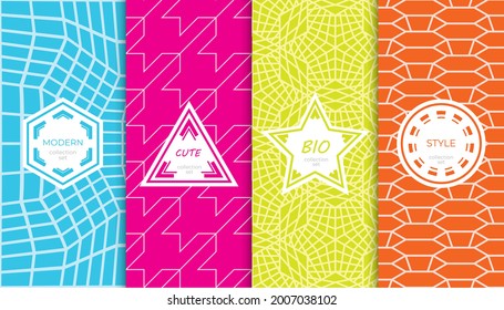 Conjunto de patrones geométricos interminables y coloridos