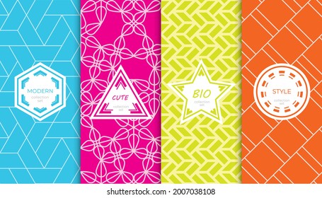Set of colorful geometric seamless patterns
