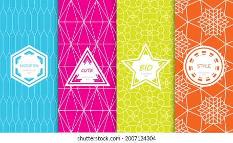 Set of colorful geometric seamless patterns
