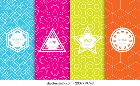 Set of colorful geometric seamless patterns