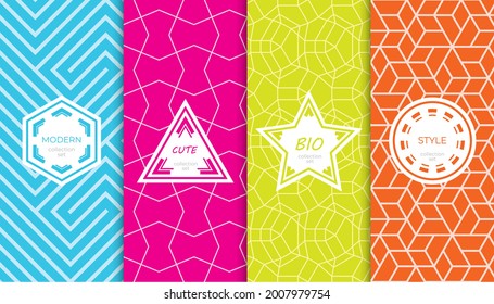 Set of colorful geometric seamless patterns