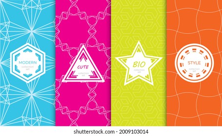 Set of colorful geometric seamless patterns