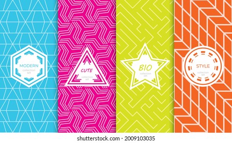 Set of colorful geometric seamless patterns