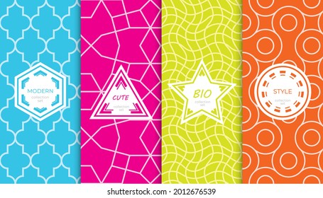 Conjunto de coloridos patrones geométricos sin costuras. Resumen de diseño gráfico colorido simple patrón. Patrón colorido y sin brillo.