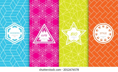 Set of colorful geometric seamless patterns. Abstract colorful graphic design simple pattern. Seamless colorful pattern.