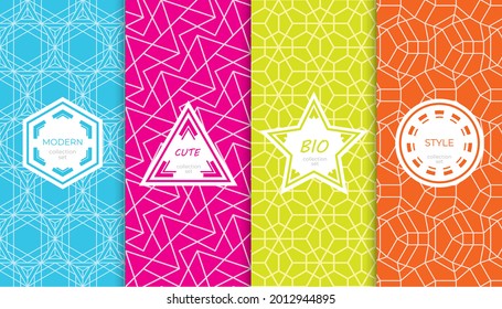 Set of colorful geometric seamless patterns. Abstract colorful graphic design simple pattern. Seamless colorful pattern.