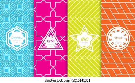 Conjunto de coloridos patrones geométricos sin costuras. Resumen de diseño gráfico colorido simple patrón. Patrón colorido y sin brillo.