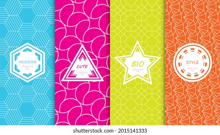 Set of colorful geometric seamless patterns. Abstract colorful graphic design simple pattern. Seamless colorful pattern.
