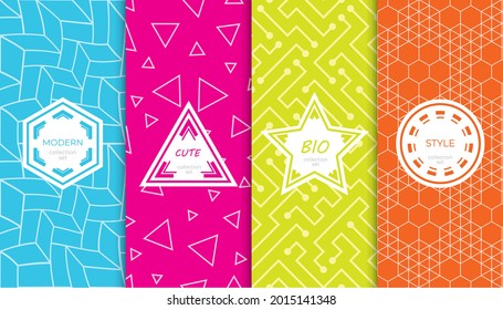 Set of colorful geometric seamless patterns. Abstract colorful graphic design simple pattern. Seamless colorful pattern.