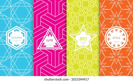 Conjunto de coloridos patrones geométricos sin costuras. Resumen de diseño gráfico colorido simple patrón. Patrón colorido y sin brillo.