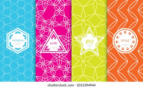 Conjunto de coloridos patrones geométricos sin costuras. Resumen de diseño gráfico colorido simple patrón. Patrón colorido y sin brillo.