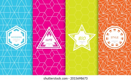 Conjunto de coloridos patrones geométricos sin costuras. Resumen de diseño gráfico colorido simple patrón. Patrón colorido y sin brillo.
