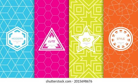 Conjunto de coloridos patrones geométricos sin costuras. Resumen de diseño gráfico colorido simple patrón. Patrón colorido y sin brillo.
