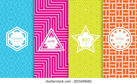Set of colorful geometric seamless patterns. Abstract colorful graphic design simple pattern. Seamless colorful pattern.
