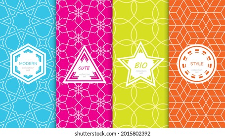 Set of colorful geometric seamless patterns. Abstract colorful graphic design simple pattern. Seamless colorful pattern.