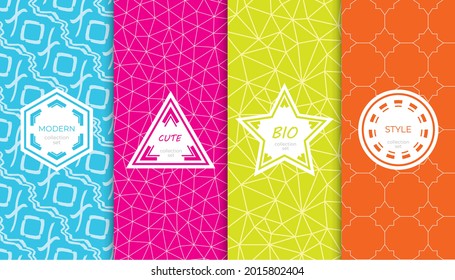 Set of colorful geometric seamless patterns. Abstract colorful graphic design simple pattern. Seamless colorful pattern.