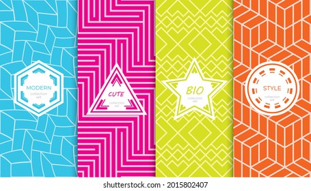 Set of colorful geometric seamless patterns. Abstract colorful graphic design simple pattern. Seamless colorful pattern.