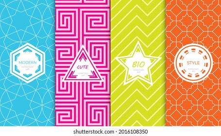 Satz von farbigen geometrischen nahtlosen Mustern. Abstraktes bunter grafisches Design einfaches Muster. Nahtlose bunter Muster.