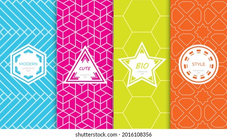Conjunto de coloridos patrones geométricos sin costuras. Resumen de diseño gráfico colorido simple patrón. Patrón colorido y sin brillo.