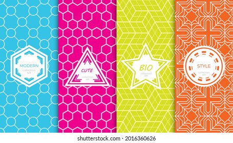 Set of colorful geometric seamless patterns. Abstract colorful graphic design simple pattern. Seamless colorful pattern.