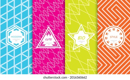 Set of colorful geometric seamless patterns. Abstract colorful graphic design simple pattern. Seamless colorful pattern.