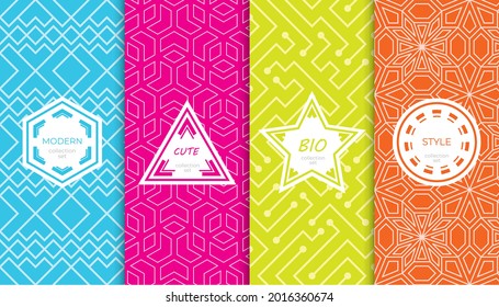 Conjunto de coloridos patrones geométricos sin costuras. Resumen de diseño gráfico colorido simple patrón. Patrón colorido y sin brillo.