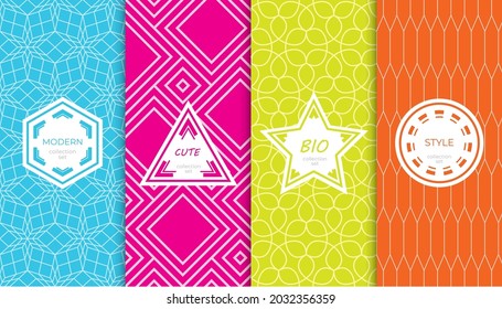 Conjunto de coloridos patrones geométricos sin costuras. Resumen de diseño gráfico colorido simple patrón. Patrón colorido y sin brillo.
