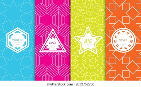 Set of colorful geometric seamless patterns. Abstract colorful graphic design simple pattern. Seamless colorful pattern.