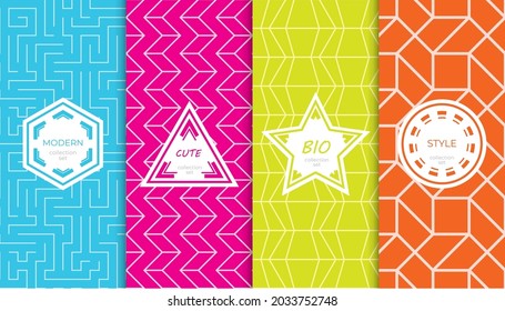 Satz von farbigen geometrischen nahtlosen Mustern. Abstraktes bunter grafisches Design einfaches Muster. Nahtlose bunter Muster.