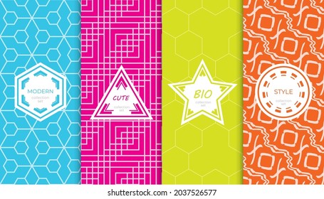 Set of colorful geometric seamless patterns. Abstract colorful graphic design simple pattern. Seamless colorful pattern.