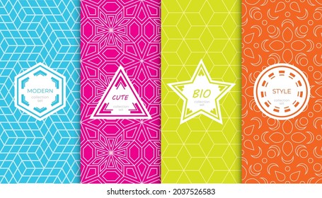 Set of colorful geometric seamless patterns. Abstract colorful graphic design simple pattern. Seamless colorful pattern.
