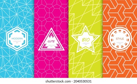 Conjunto de coloridos patrones geométricos sin costuras. Resumen de diseño gráfico colorido simple patrón. Patrón colorido y sin brillo.