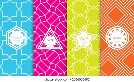 Set of colorful geometric seamless patterns. Abstract colorful graphic design simple pattern. Seamless colorful pattern.
